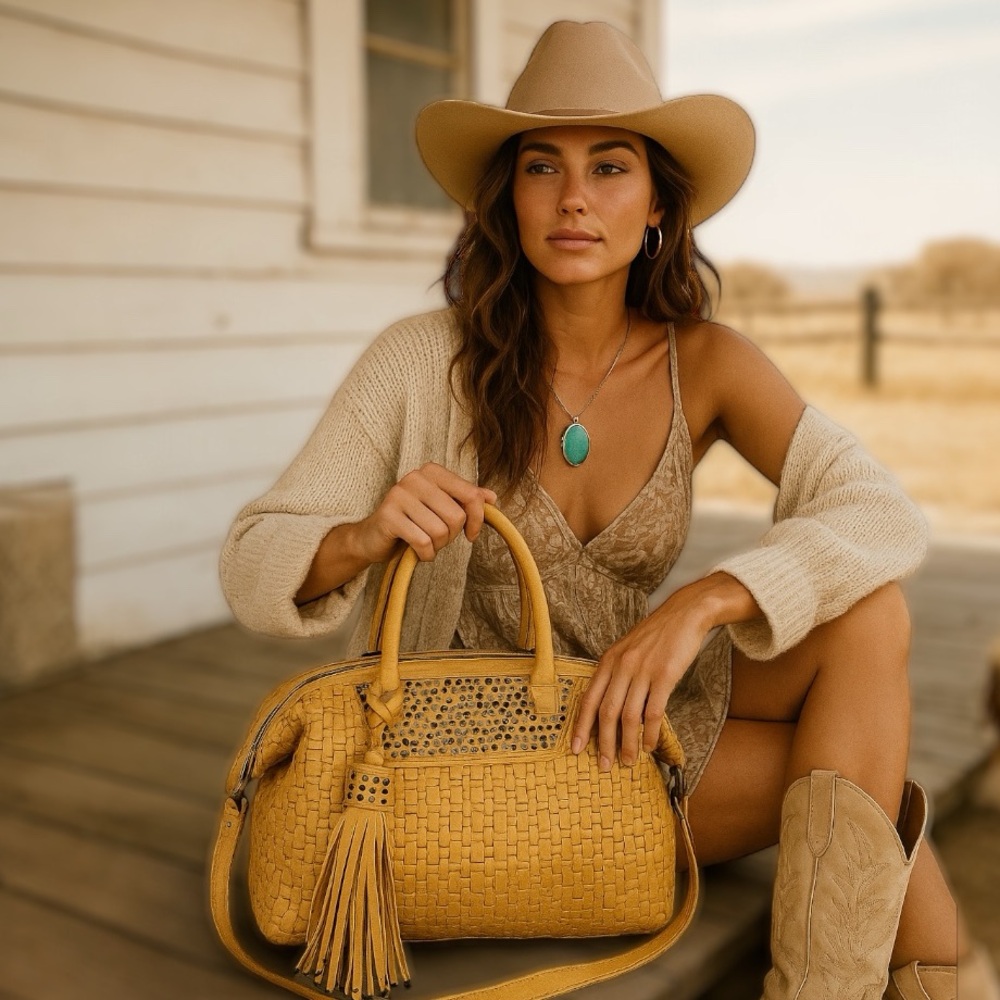 Sam Edelman Studded Woven Leather Satchel – Boho Luxe Must-Have